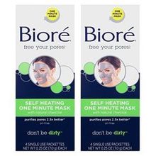 Biore Self Heating One Minute Mask ,With Natural Charcoal 4 Ea (Pack of 2) by Bior?Biore Japan