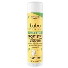 Babo Botanicals SPF 30 Clear Zinc Sport Sunscreen Stick, Fragrance Free, 0.6 OunceBabo Botanicals