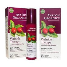 Avalon Organics Wrinkle Therapy Day Cream and Avalon Organics Wrinkle Therapy Night Cream Bundle With CoQ10 and Rosehip, 1.75 oz (50 g) eachAvalon