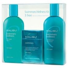 Malibu C Swimmers Wellness Treatment Kit, Includes Swimmers Wellness Shampoo and Conditioner, 9 oz each, 4 Swimmers Natural Wellness Treatment Packets, 5 grams eachMalibu