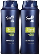 수아브 Suave Men 3 in 1 Shampoo, Conditioner and Body Wash, Citrus Rush 28 oz / 828ml(Pack of 2)Suave