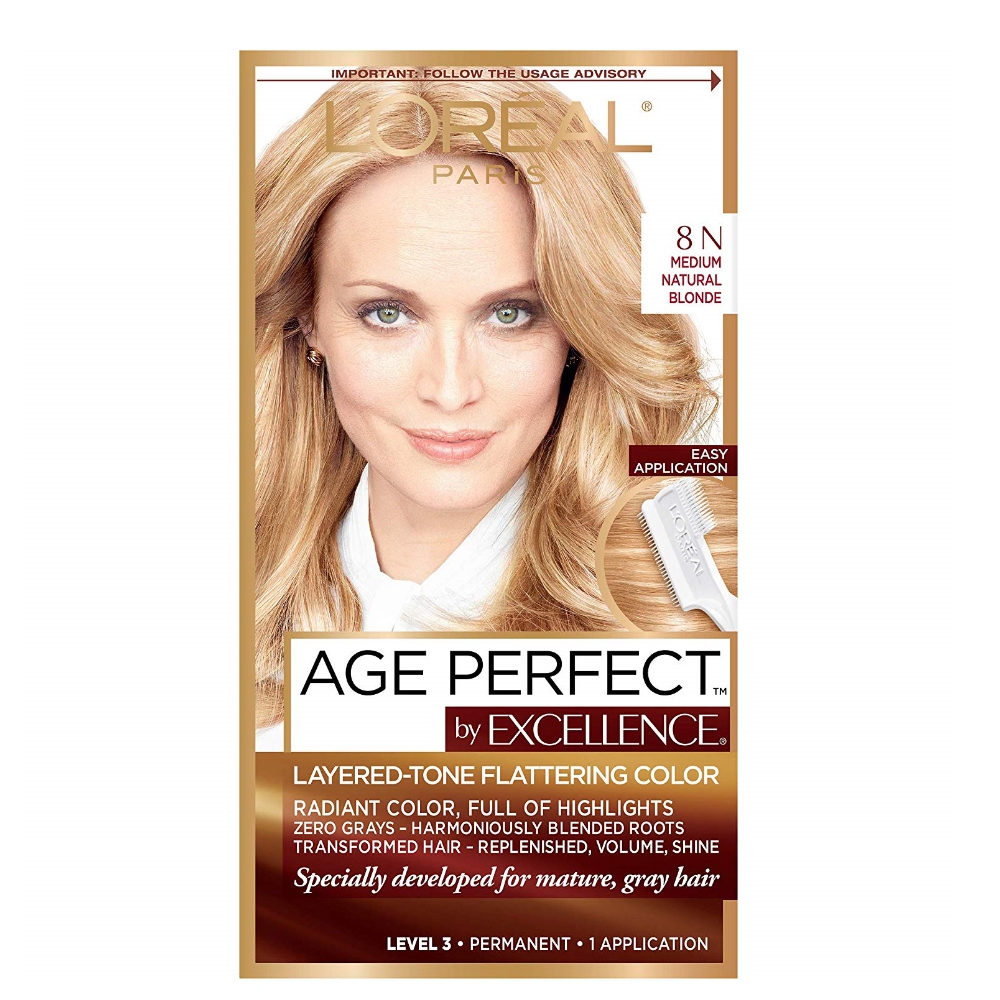 L&#039;Oreal Paris Excellence Age Perfect Layered Tone Flattering Color, 8N Medium Natural BlondeAge Perfect