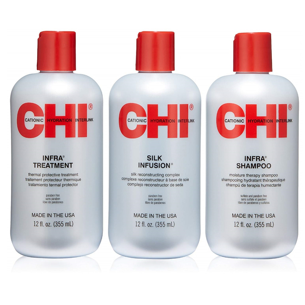 CHI Trio Kit 12oz x 3pack - CHI Infra Treatment, CHI Silk Infusion, CHI Infra ShampooCHI